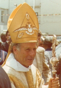 Philip Russell after his enthronement as Anglican Bishop of Natal on 16 December 1974, at the Cathedral of the Blessed Saviour, Pietermaritzburg